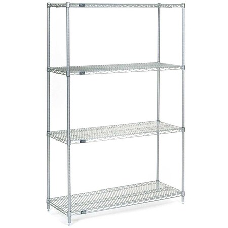 Nexel 4 Tier Wire Shelving Starter Unit, Stainless Steel, 54W x 21D x 63H 21546S